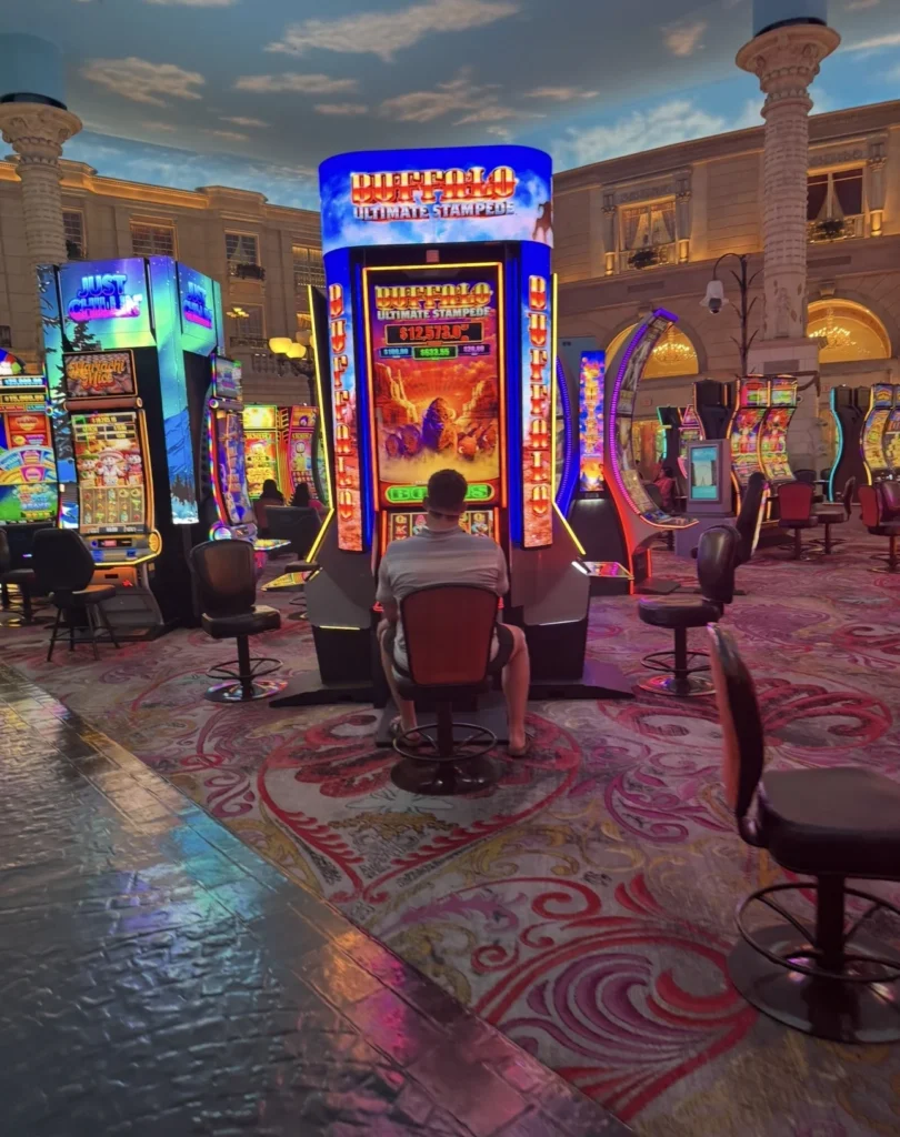 Slot machines inside the Paris Las Vegas casino