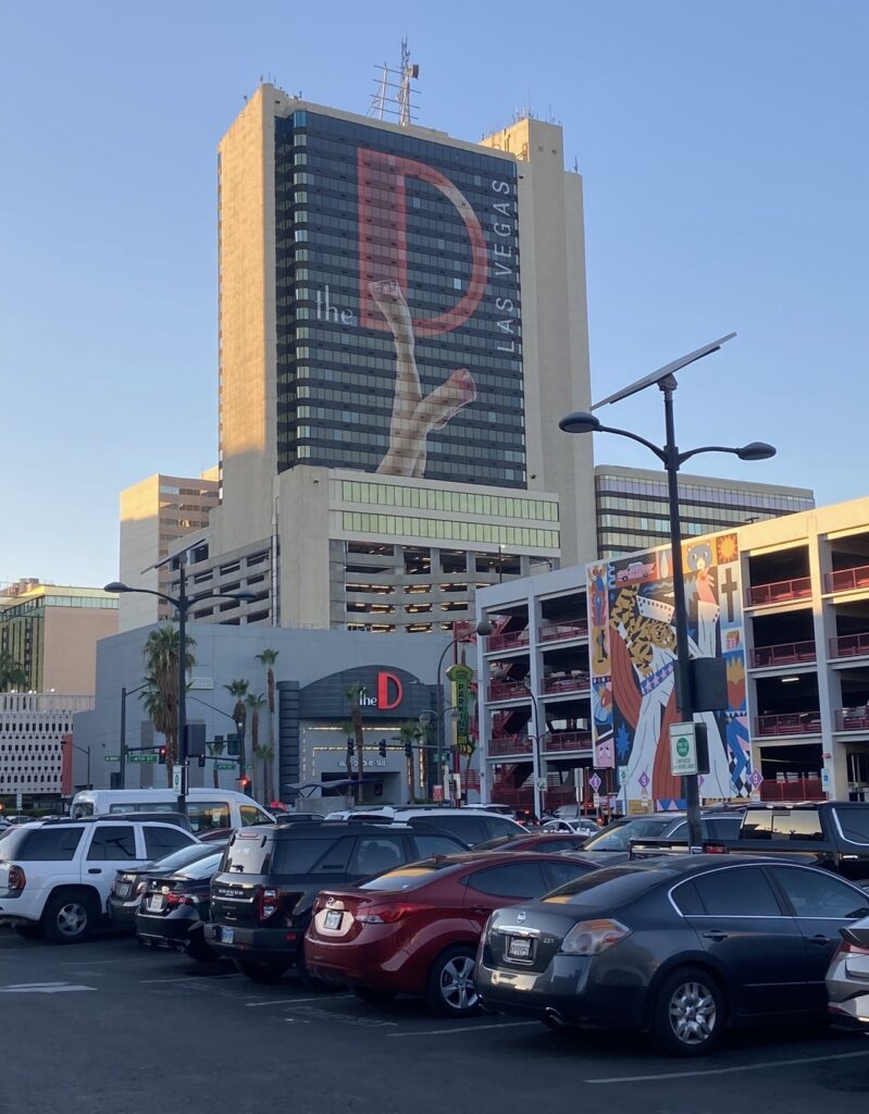 Daytime view of The D Las Vegas Hotel & Casino in downtown Las Vegas