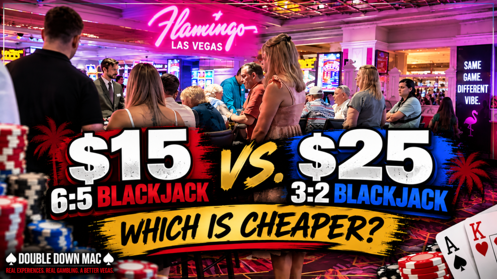 $15 6:5 blackjack versus $25 3:2 blackjack comparison at Flamingo Las Vegas