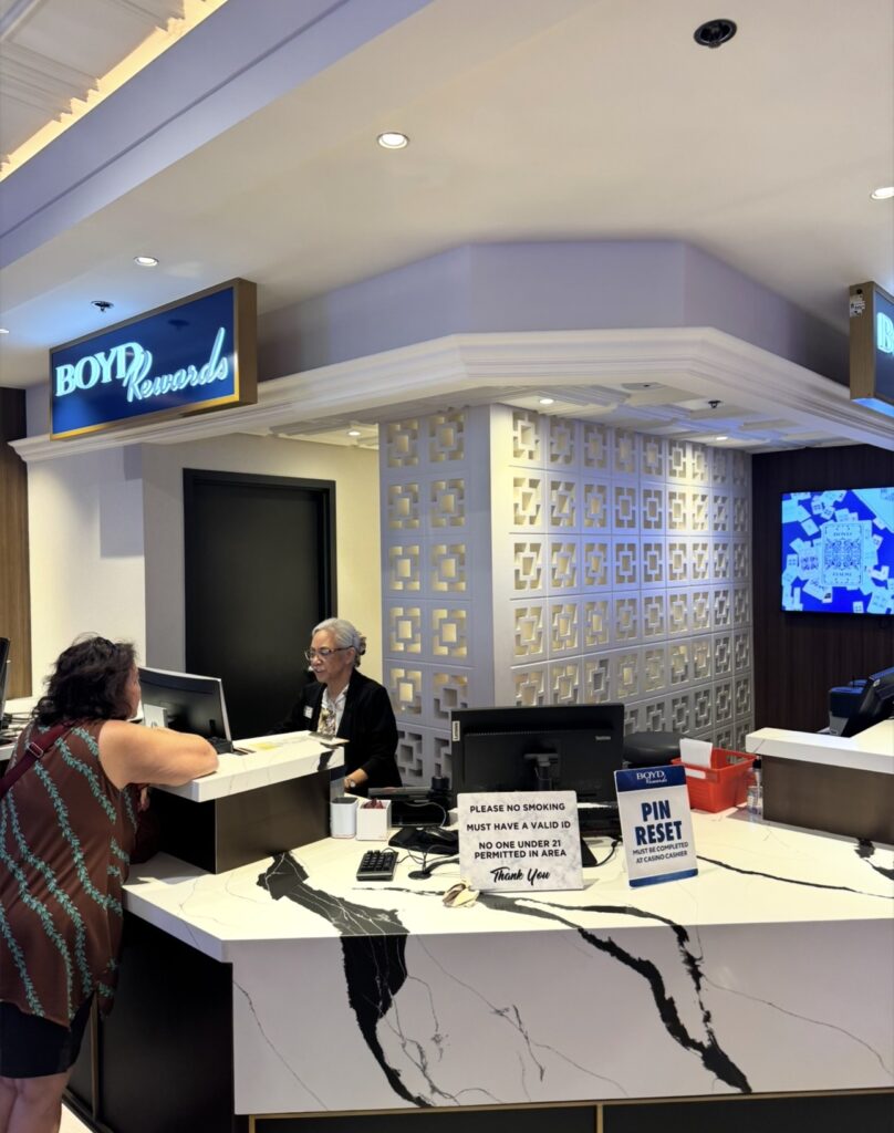 Boyd Rewards desk inside Fremont Hotel and Casino in downtown Las Vegas