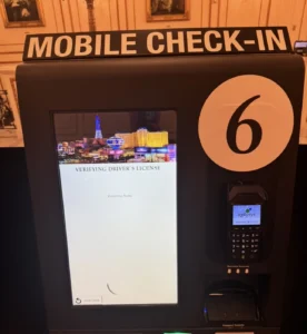 Mobile check-in kiosk at Paris Las Vegas