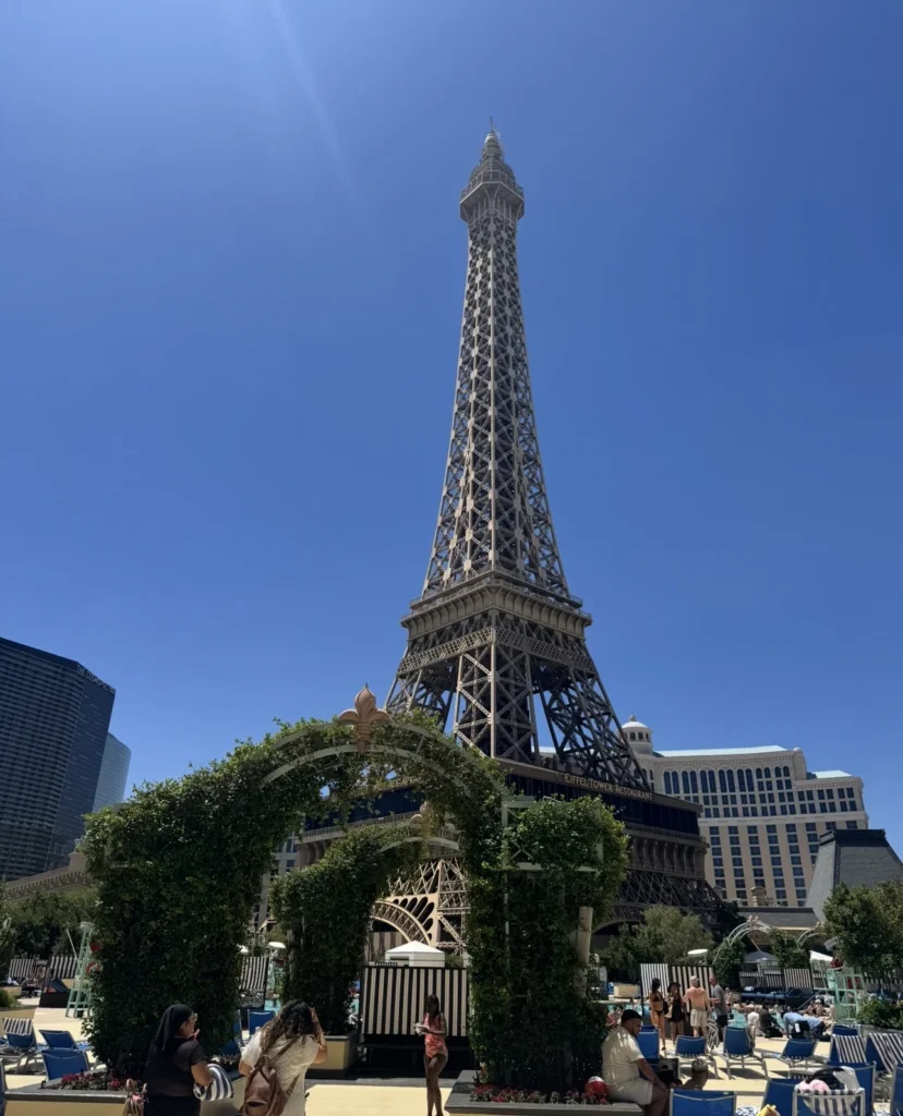 Eiffel Tower replica viewed from the Paris Las Vegas pool
