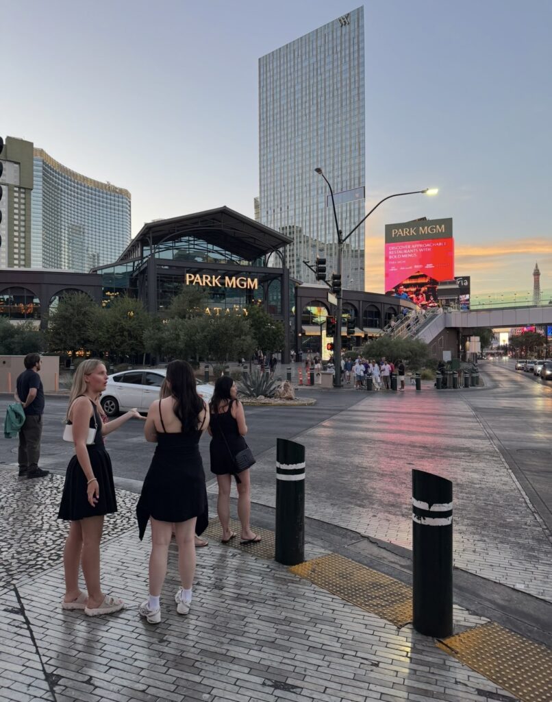 Park MGM entrance on the Las Vegas Strip during an evening walk