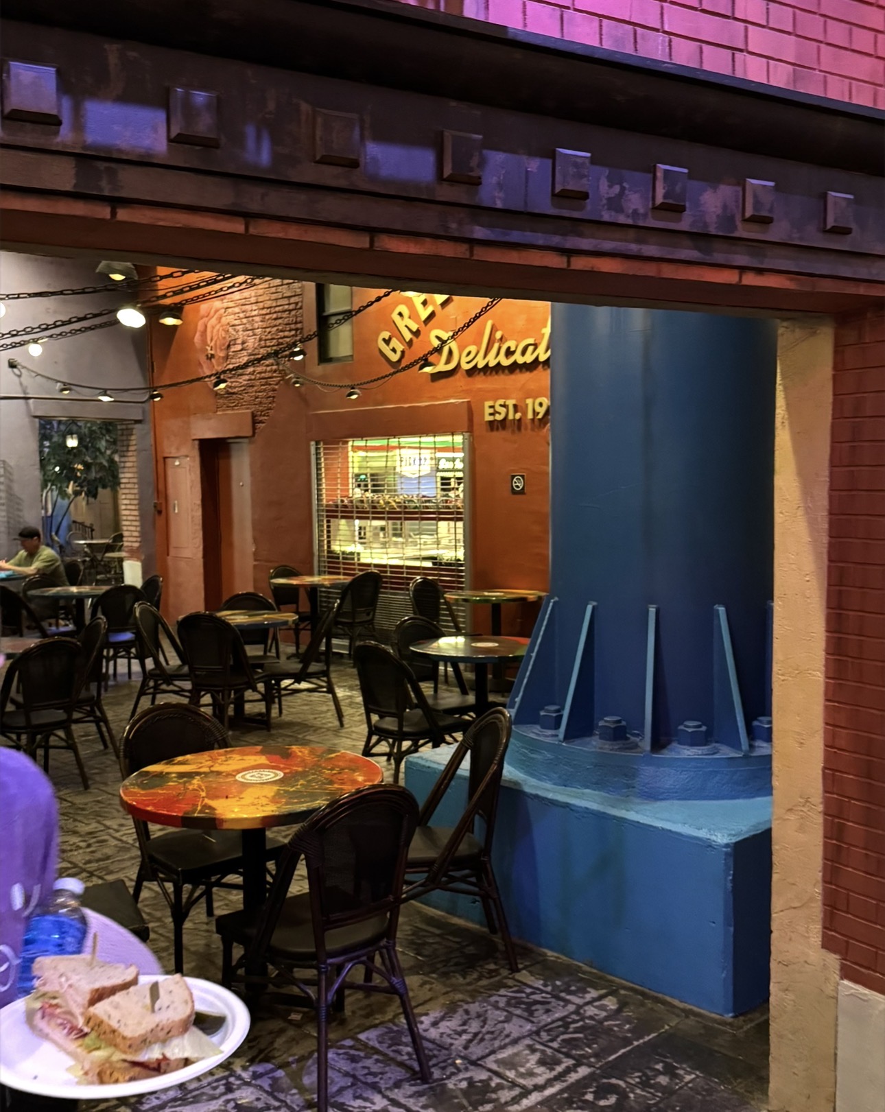 Tables and seating outside Greenberg’s Deli inside New York-New York Las Vegas