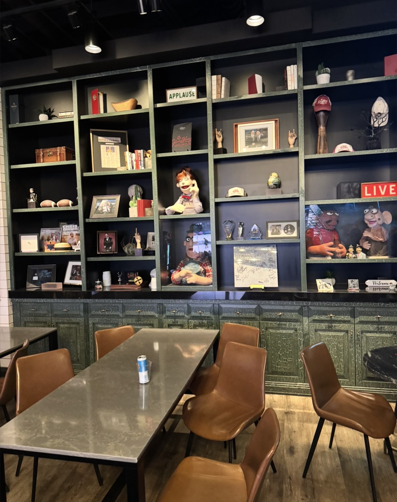 Interior lobby and memorabilia display at Jimmy Kimmel’s Comedy Club in Las Vegas