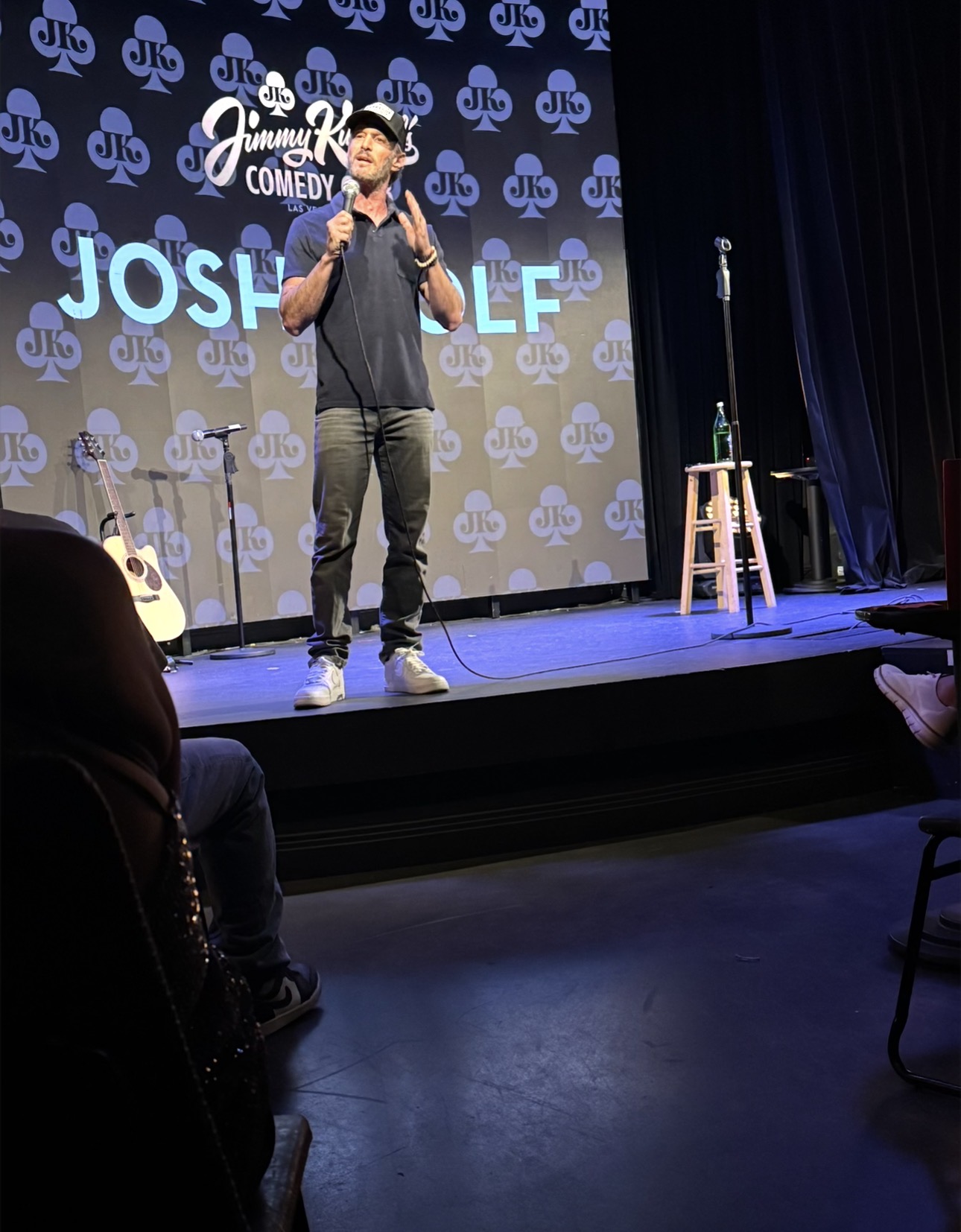 Comedian performing on stage at Jimmy Kimmel’s Comedy Club in Las Vegas