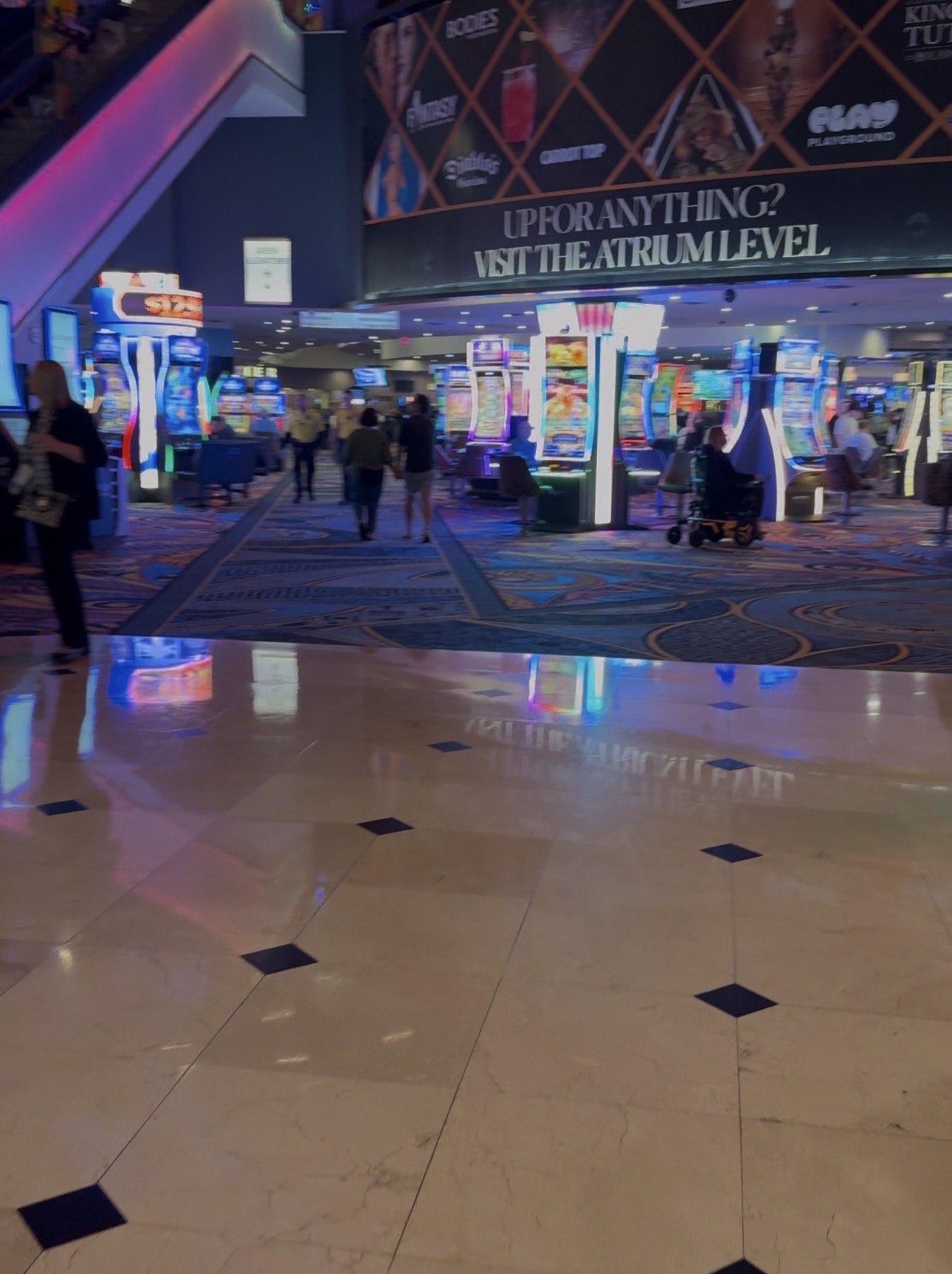 Slot machines and casino floor inside Luxor Las Vegas